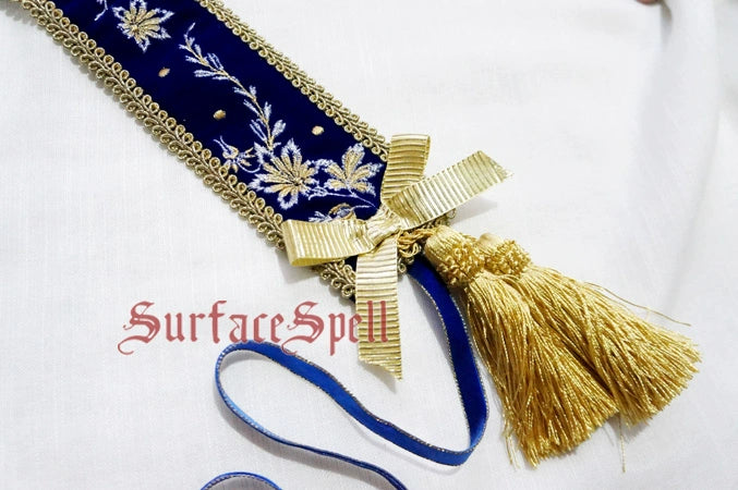 Surface Spell - Bourbon Dynasty - Classic Lolita Embroidered Velvet Headband Doyal blue