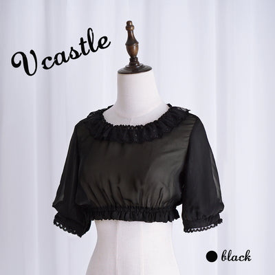 Vcastle~Snow White~Daily Lolita Flounce Short Sleeve Shirt S black 