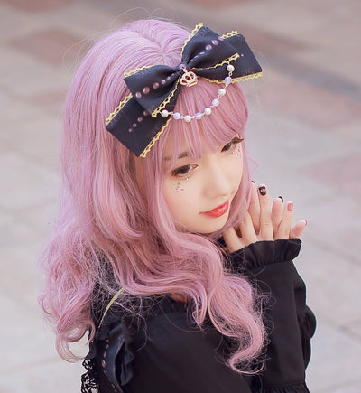 (BFM)Milu Forest~Sleeping Beauty~Elegant Lolita Headdress Adjustable Bow KC adjustable(free size) navy blue KC 