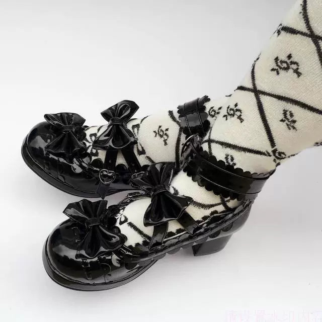 (Buyforme)Antaina~Lolita Punk Bow Mid-Heel Multicolor Shoes 28914:325464