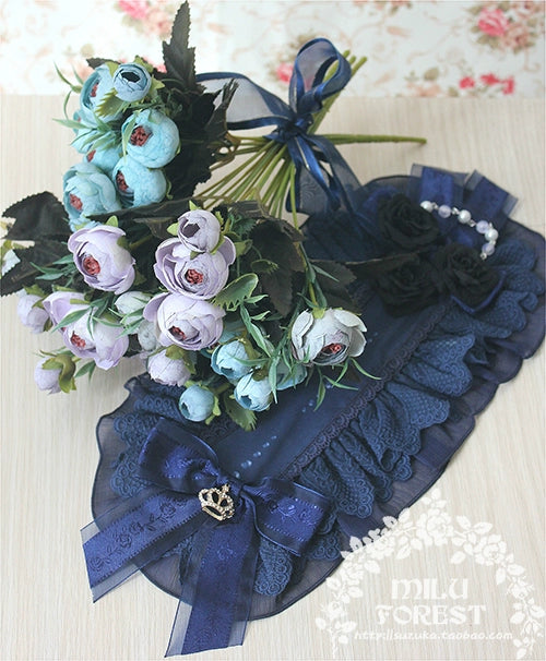 (BFM)Milu Forest~Sleeping Beauty~Elegant Lolita Headdress Adjustable Bow KC adjustable(free size) navy blue headband 