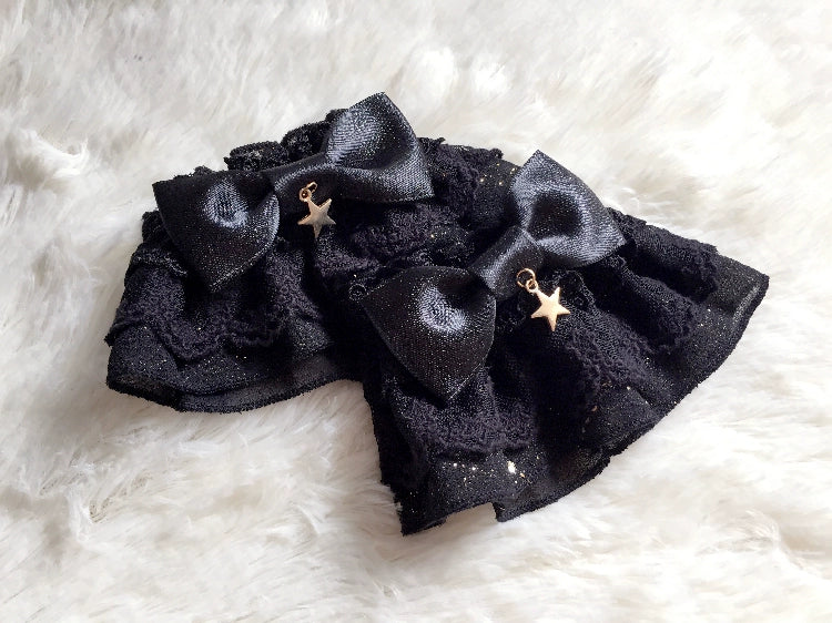 Sakuya Lolita~Whisper Of Stars~Constellation Star~Elegant Lolita Cuffs Bow Black Sleeves black cuffs  