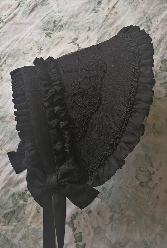 Henrietta - Victoria Doll - Vintage Lolita Adjustable Bonnet Multicolor adjustable black bonnet