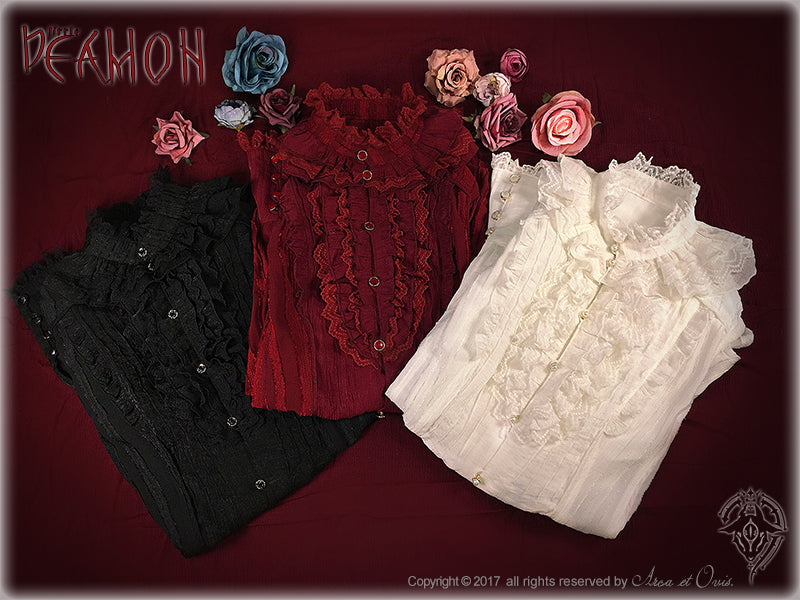 Little Devil - Ouji Lolita Long Sleeve Shirt, Ruffled Lace 44653:817397
