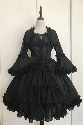 Henrietta - Victoria Doll - Vintage Lolita Dress Multicolor 1 black short OP