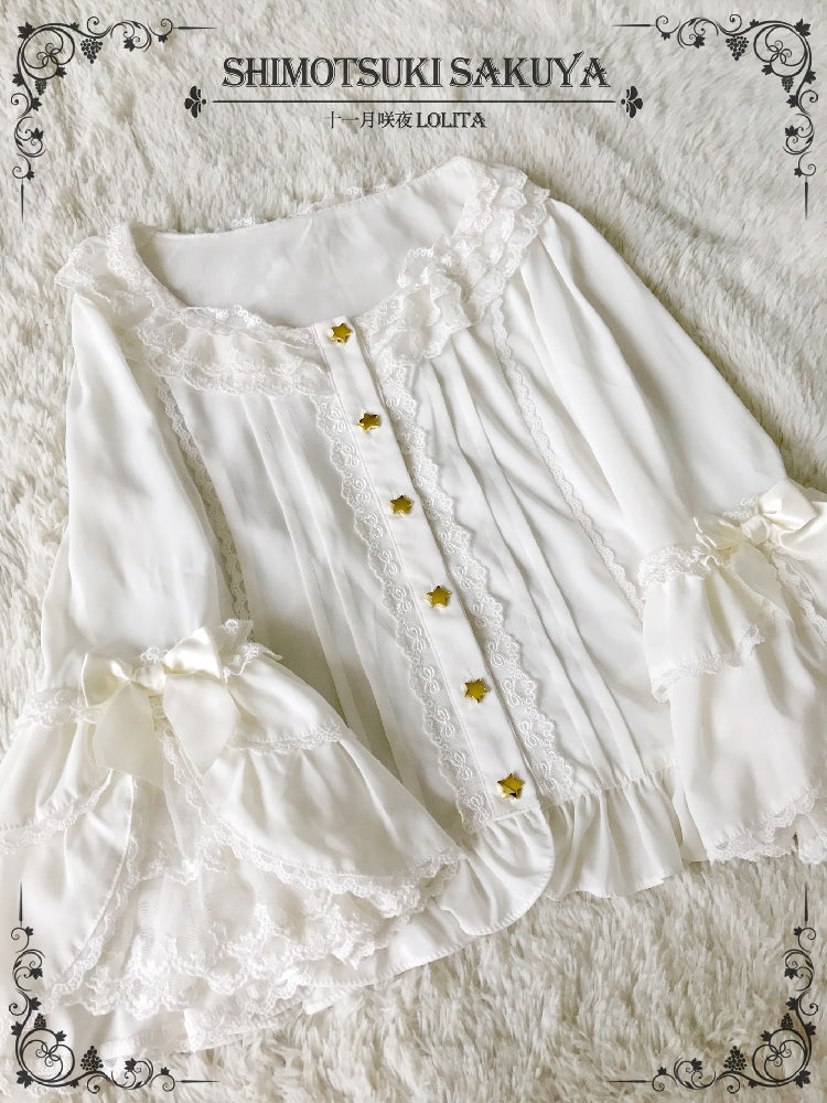Whisper Of Stars - Vintage Lolita Shirt Long Sleeve Blouse