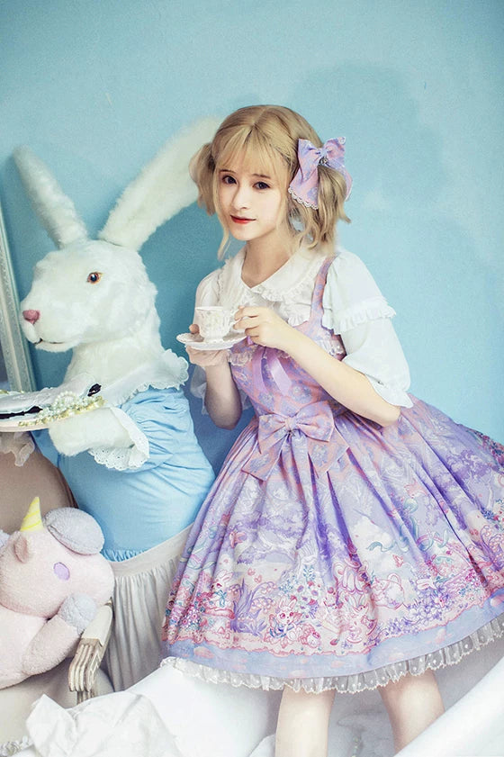 Easter Bunny - Sweet Lolita Blouse, Soft Chiffon & Ruffle
