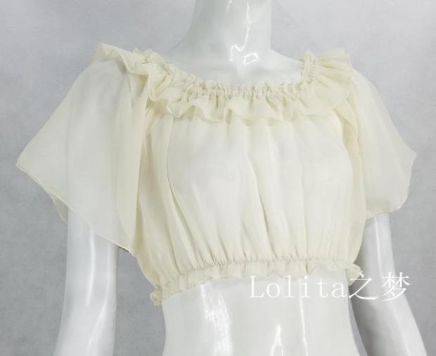 Sweet Angel - Daily Lolita Flutter Sleeve Shirt Multicolors One Size apricot