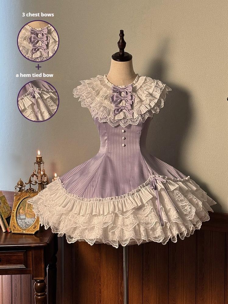 Alice Girl~Arrogant Miss~Sweet Lolita Jumper Dress with Tiered Lace Dress (L M S XL XS) 41484:699994