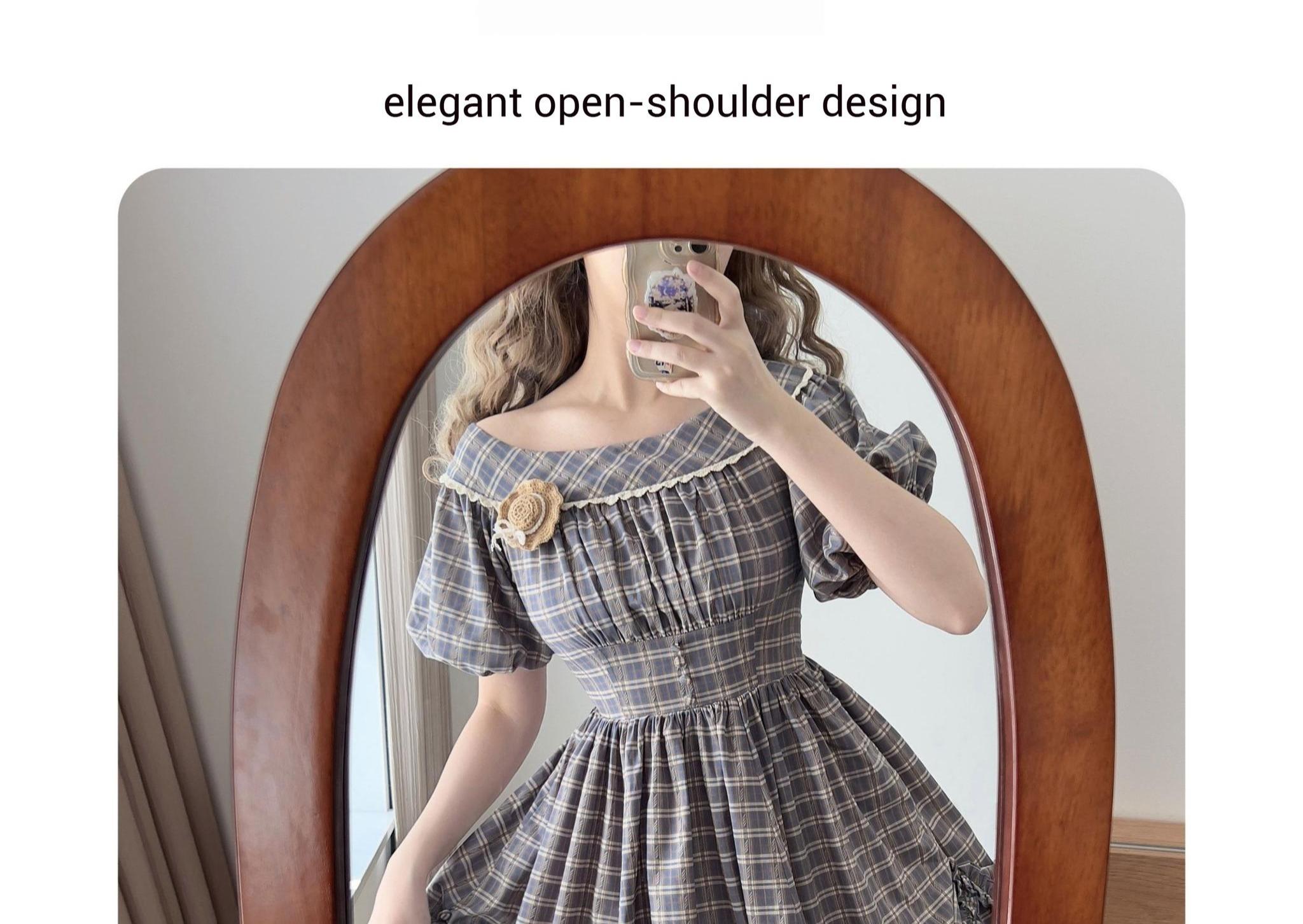 Forest Wardrobe~Forest Picnic~Classic Lolita OP Dress with Off-Shoulder and Lifting Hem 42756:752283