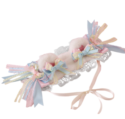 Xiaogui - Sweet Ice Cream - Sweet Lolita Bow Hair Accessories ice cream bear ear hairband (white)