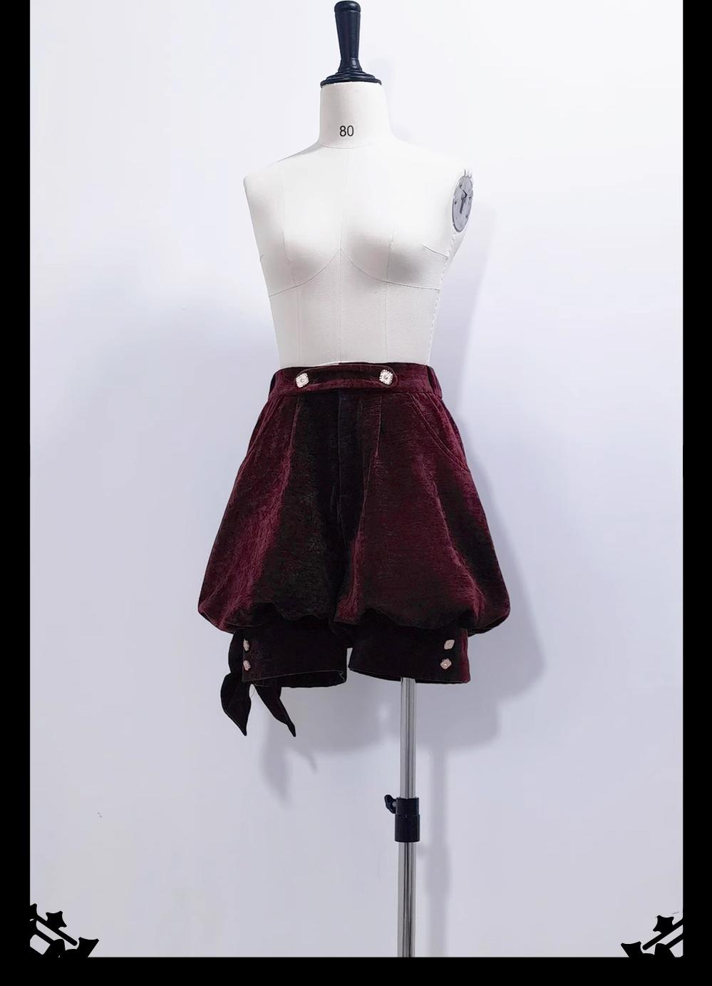 Hunting Rabbit - Vintage Red Ouji Suit With Bunny Ear Hooded Jacket Shorts only XS