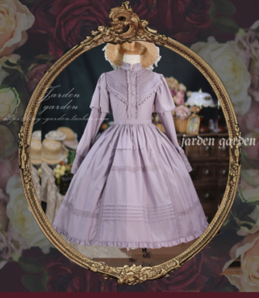 Tiny Garden~The Black Forest~Classic Lolita Stand Collar Dress OP lilac S 
