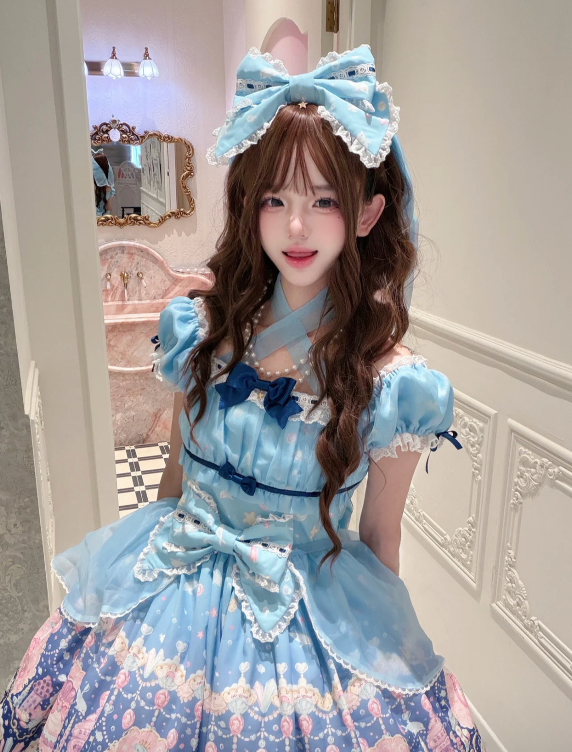 Dolphin Perfume Bottle - Sweet Lolita JSK & Halter OP, Dolphin & Perfume Bottle Print 45944:868832