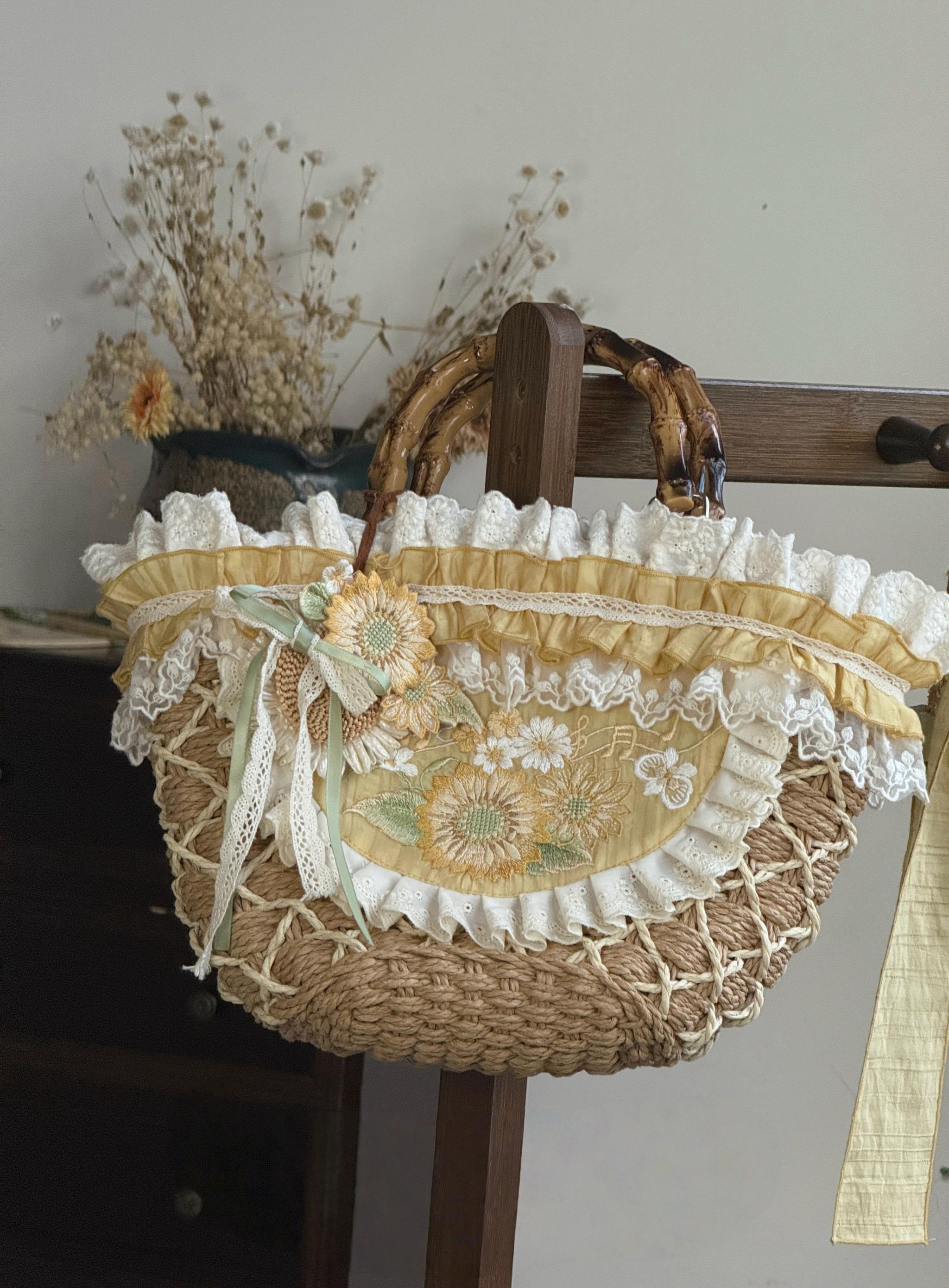 Moonlight Amber - Sunflower - Country Lolita Accessories Woven Bag One Size