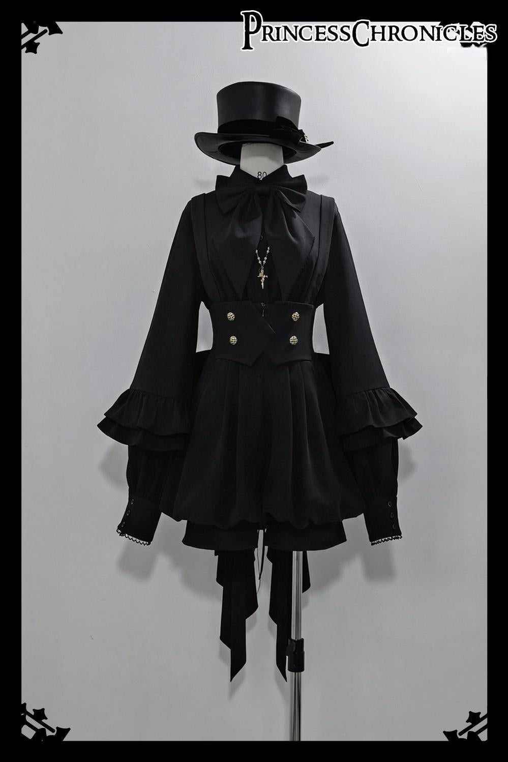 Princess Chronicles - Doll - Black Ouji Lolita Shirt with Removable Large Bow Tie