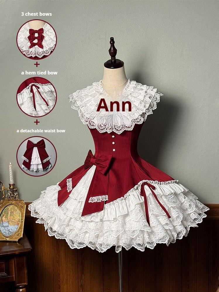 Alice Girl - Arrogant Miss - Sweet Lolita Jumper Dress with Tiered Lace Dress (L M S XL XS) 41484:699996