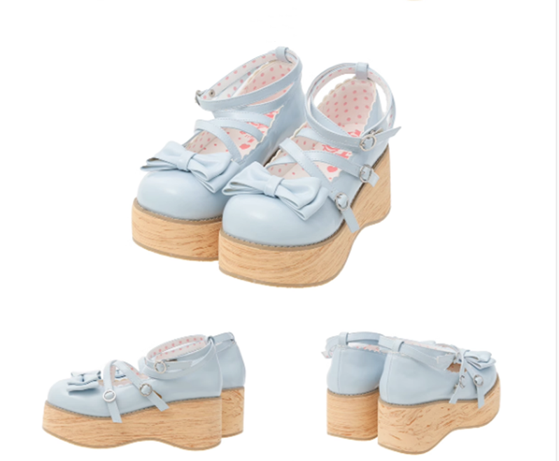 MODO - Sweet Lolita Round-Toe Platform Shoes 34 Blue-high heel