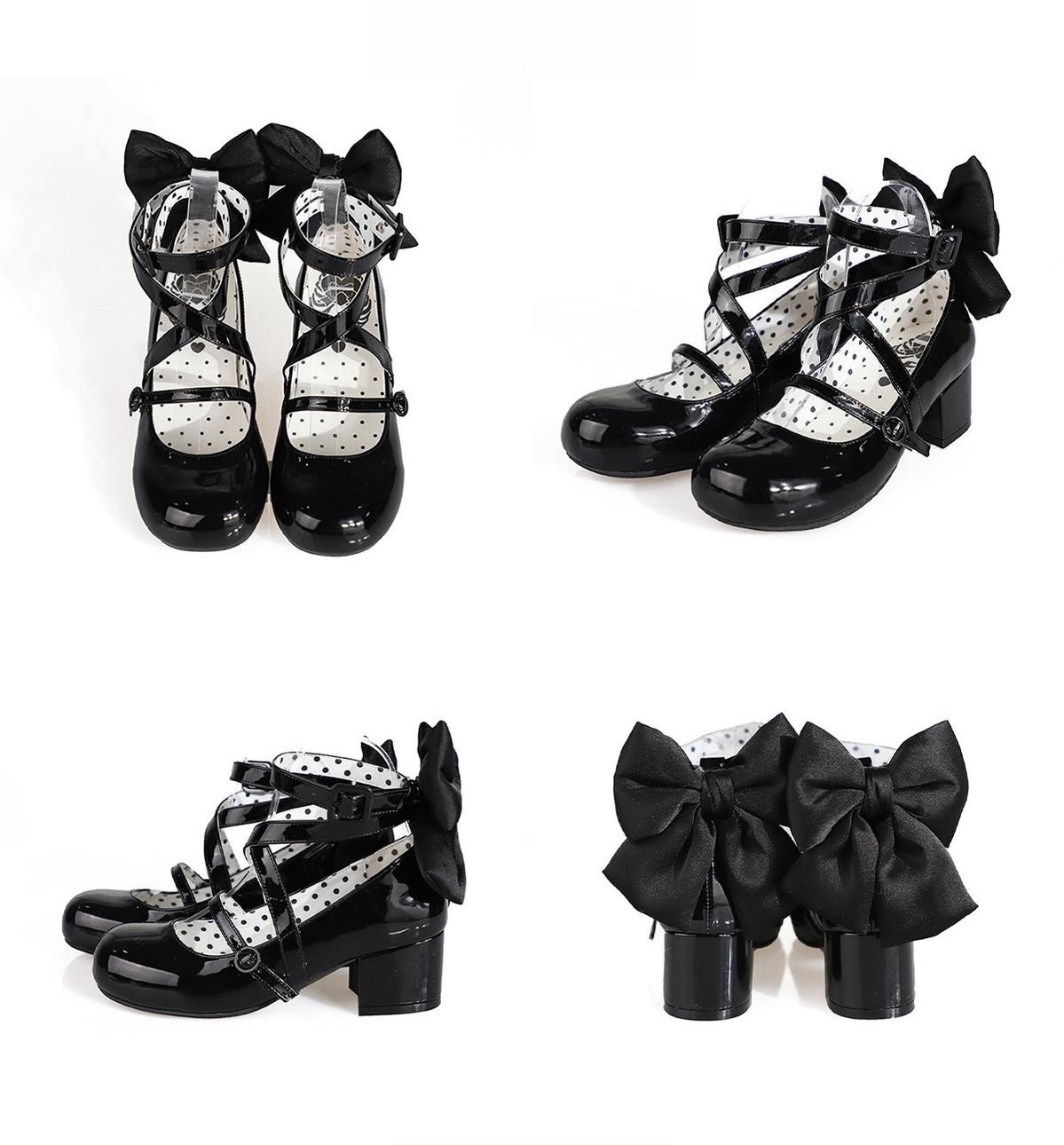 MODO - Follow in the Moonlight - Sweet Lolita Round Toe Shoes with Large Bow 42097:728842