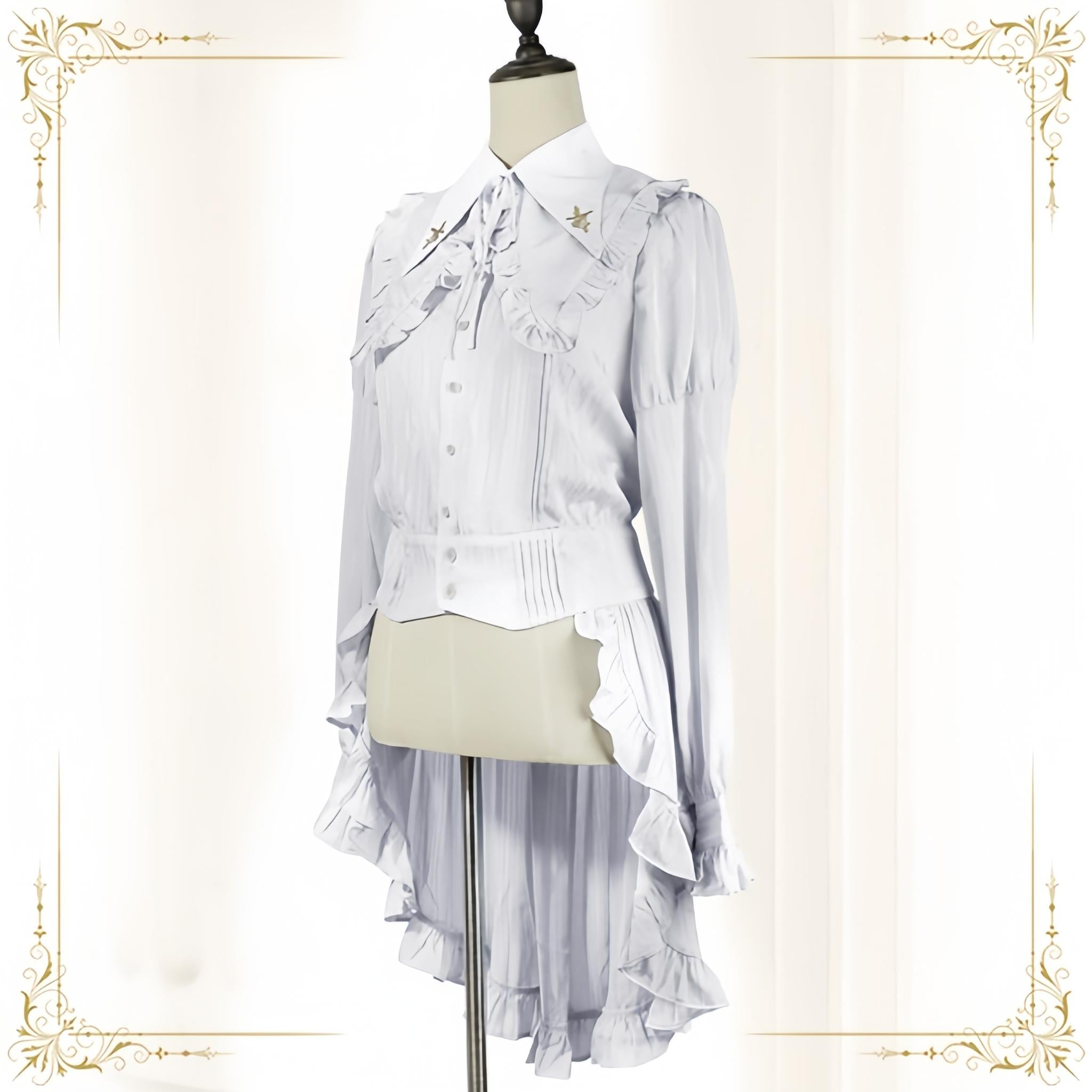 Immortal Thorn - Immortal Paperless Promise - Ouji Lolita Blouse Long Back Tail Shirt S White