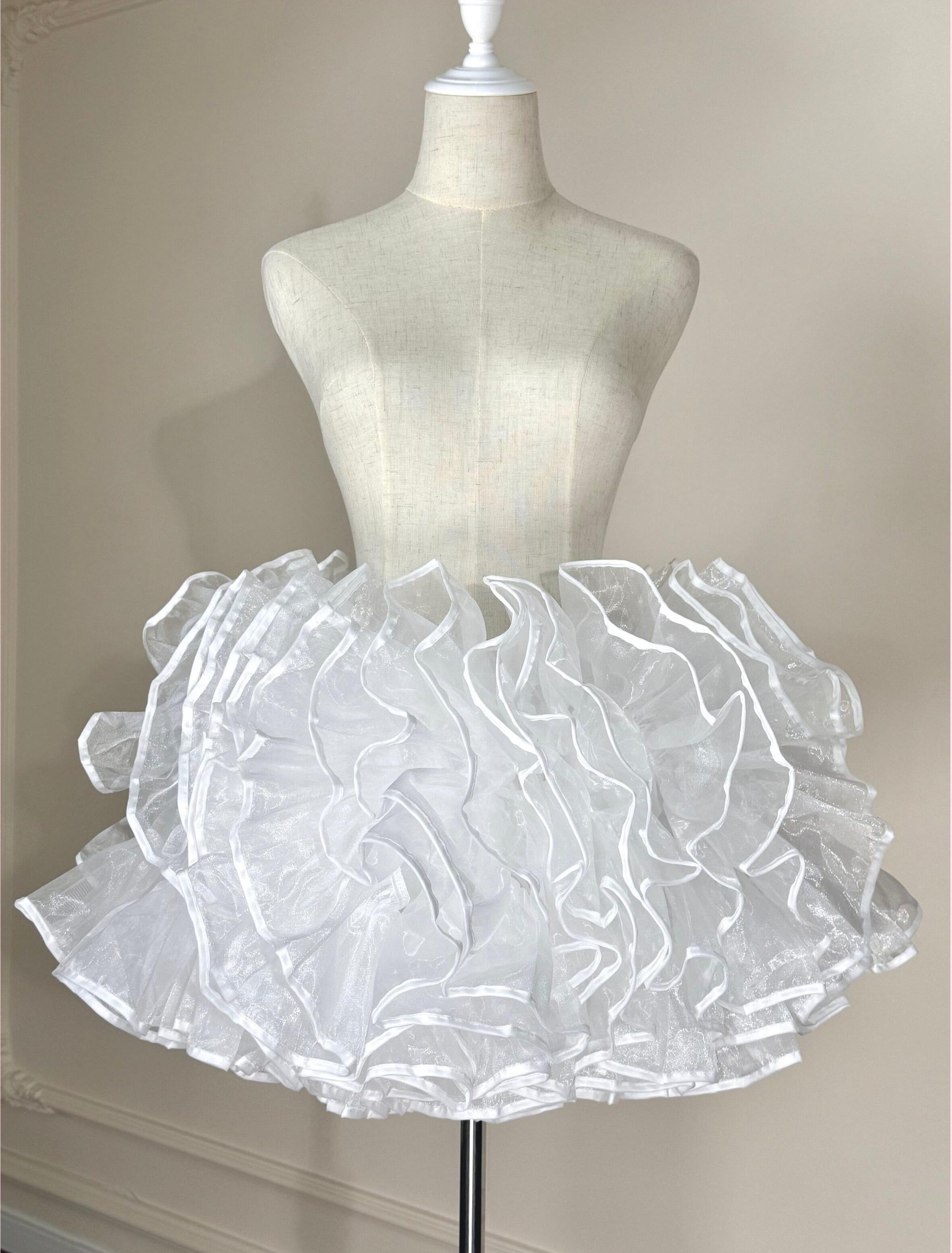 Tata Bath Puff - Bell-Shaped Super Puffy Lolita Petticoat, Adjustable Waist Petticoat One Size