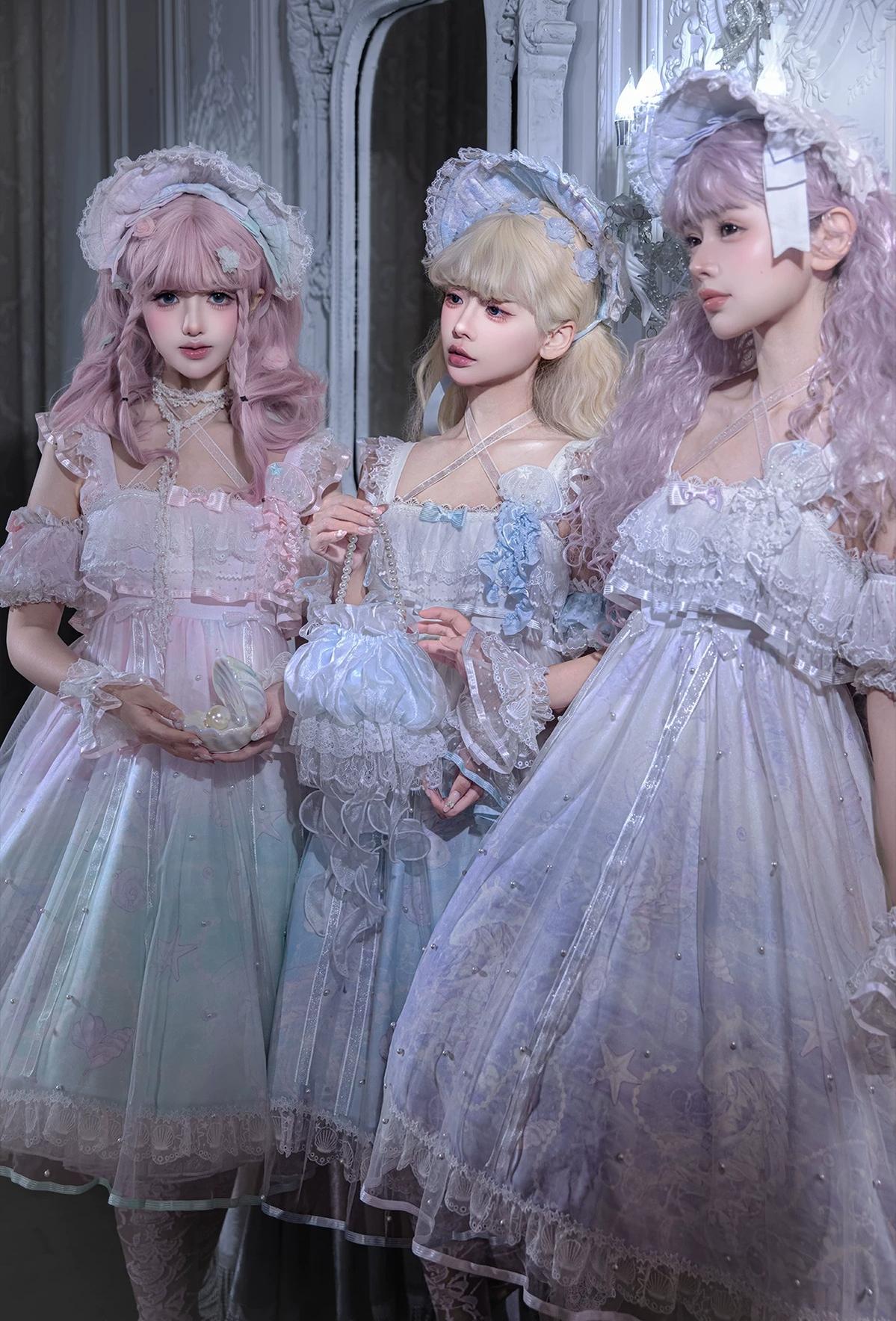 Windchime Jellyfish - Dreamy Sweet Lolita Headdress & Jellyfish Embroidered Brooch 45779:862095