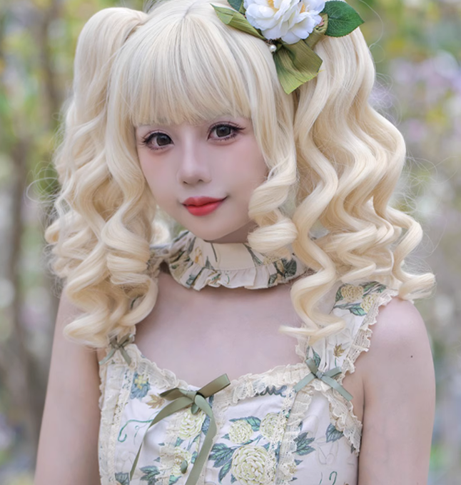 RainbowMe~Sweet Lolita Wig Long Curly Ponytail Multicolor   