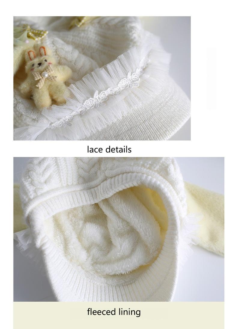 Xiaogui - Kawaii Lolita Baseball Cap Winter Plush Hat with Bunny Ears