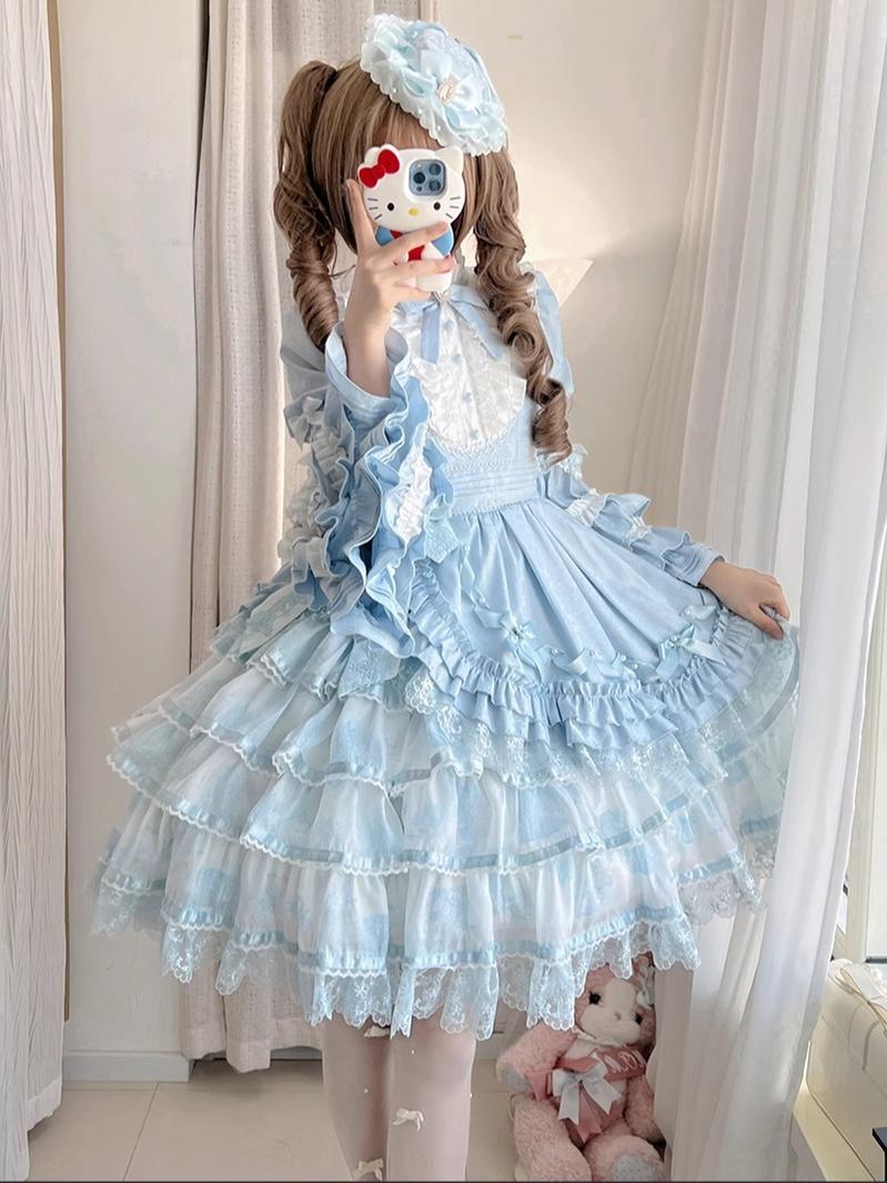 Buling Moon - Solo Puppet - Sweet Lolita OP Dress with Princess Long Sleeves
