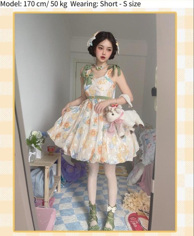 Akiyama Future Studio~Sunflower Print Lolita JSK Dress in Breathable Light Fabric (F L M S) 42790:753759
