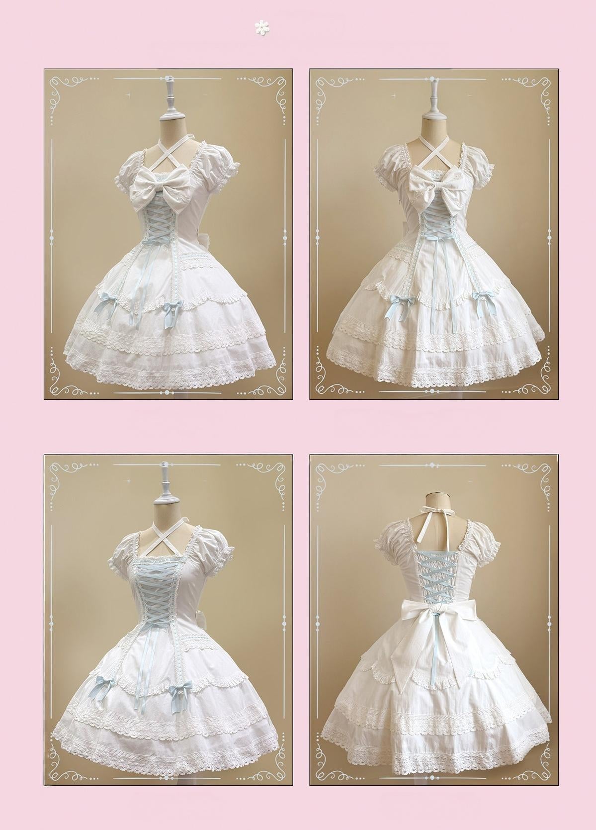 Showa Sweetheart - Old School Lolita OP Dress, Ruffled Lace Hem (L M S XL XS) 45887:866823