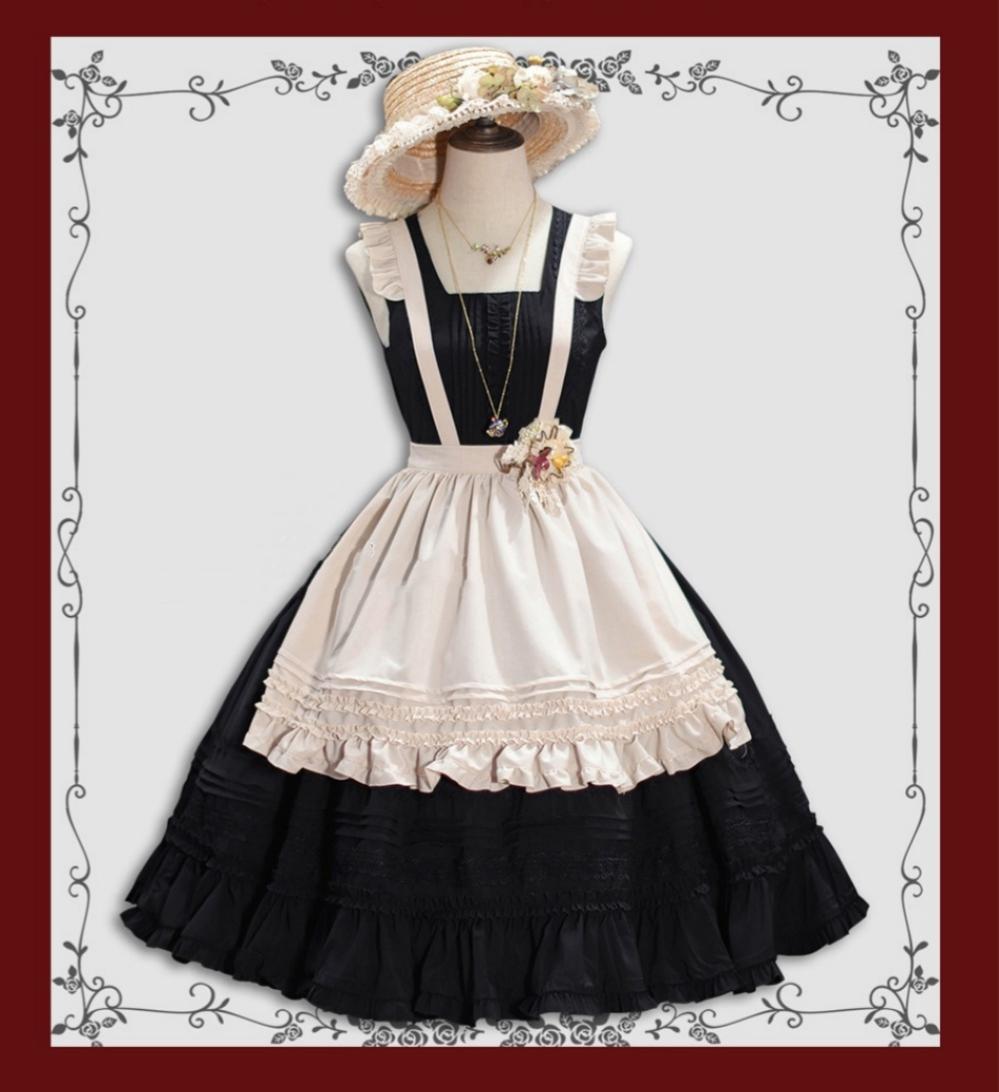 Tiny Garden - Nocturne Reminiscence - Elegant Lolita JSK Dress Multi-Wear Apron Dress Set 19290:596340