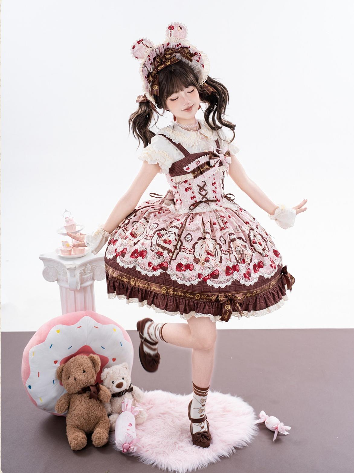 Cookie Treasure Box - Sweet Lolita Dessert Printed JSK Dress with Ribbon Bows 45542:851720