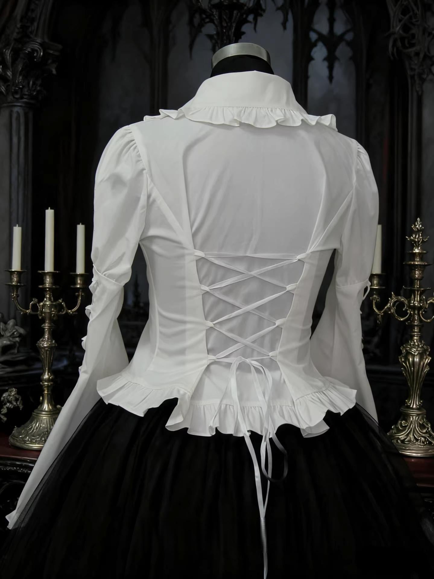 Night Prayer - Gothic Lolita Cotton Blouse, Hime Sleeve