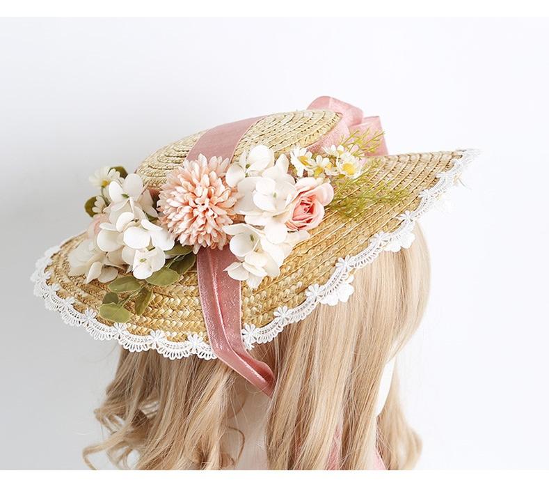 Xiaogui - Elegant Lolita Flower Bow Lace Sunhat