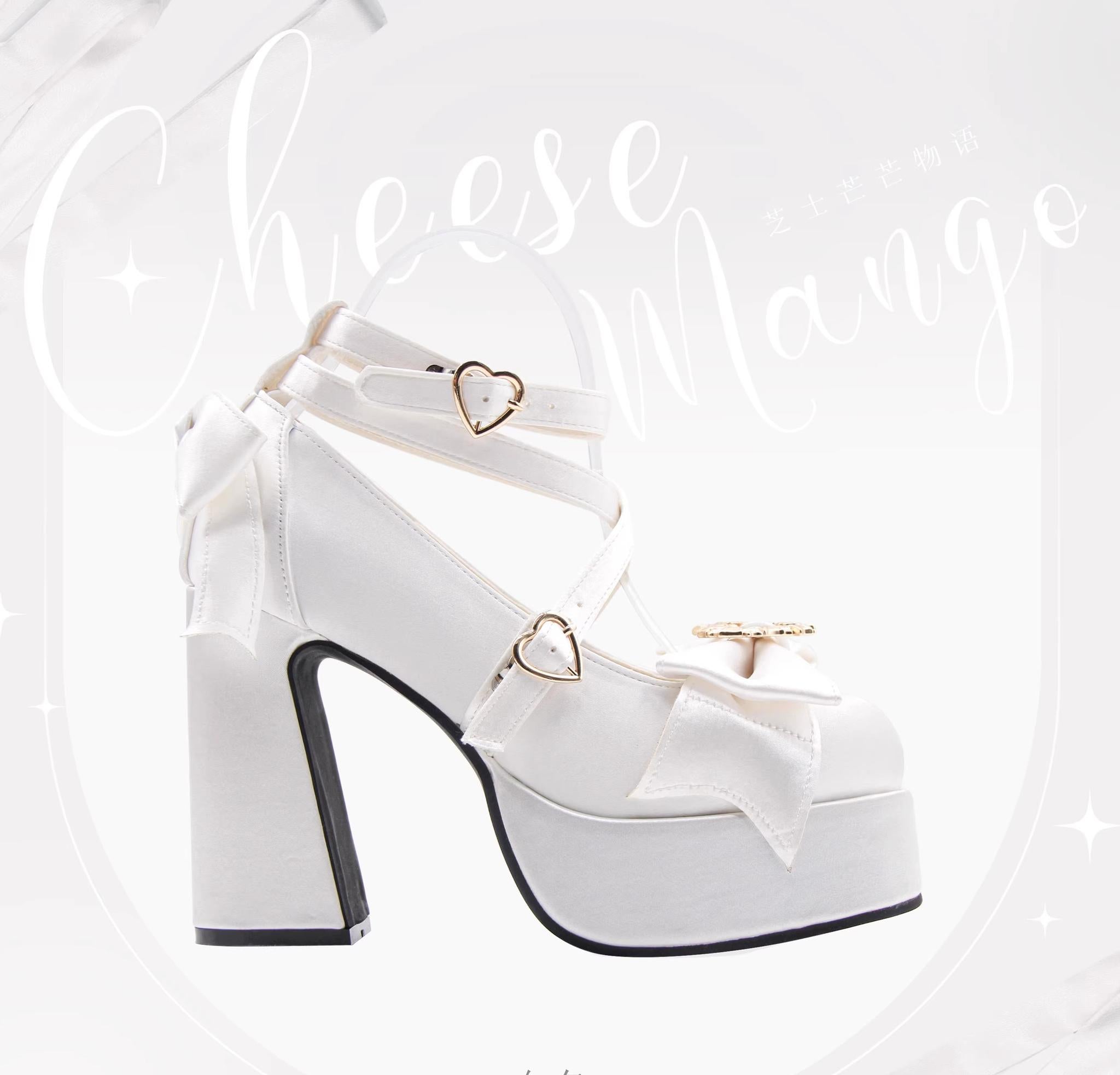 Cheesecake - Mousse Heart - Sweet Lolita High Heel Shoes Mary Jane Love Heel Shoes White 34
