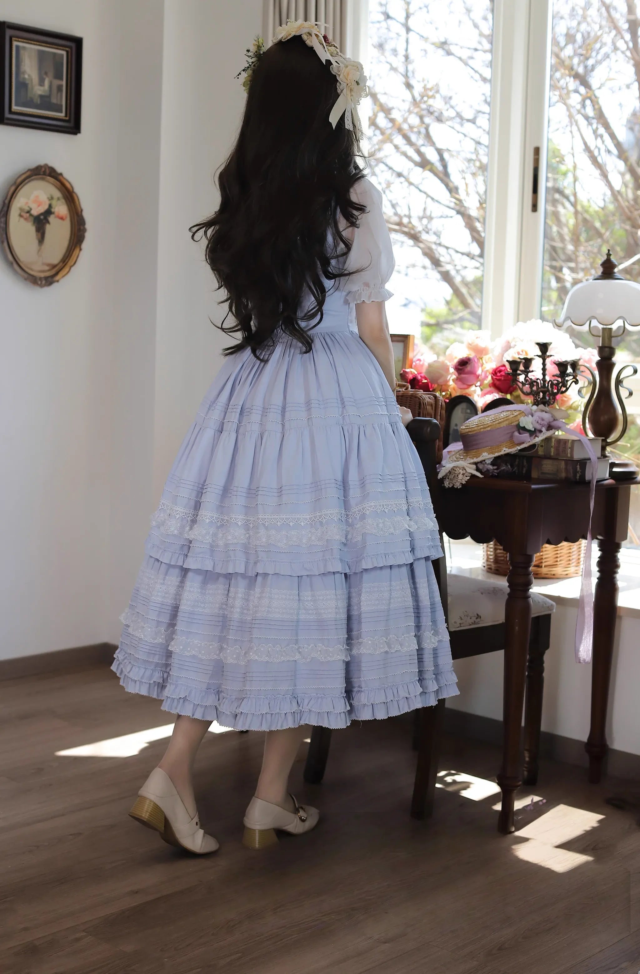 Marguerite Daisy - Classic Lolita Bust-supporting JSK Dress, Layered Lace