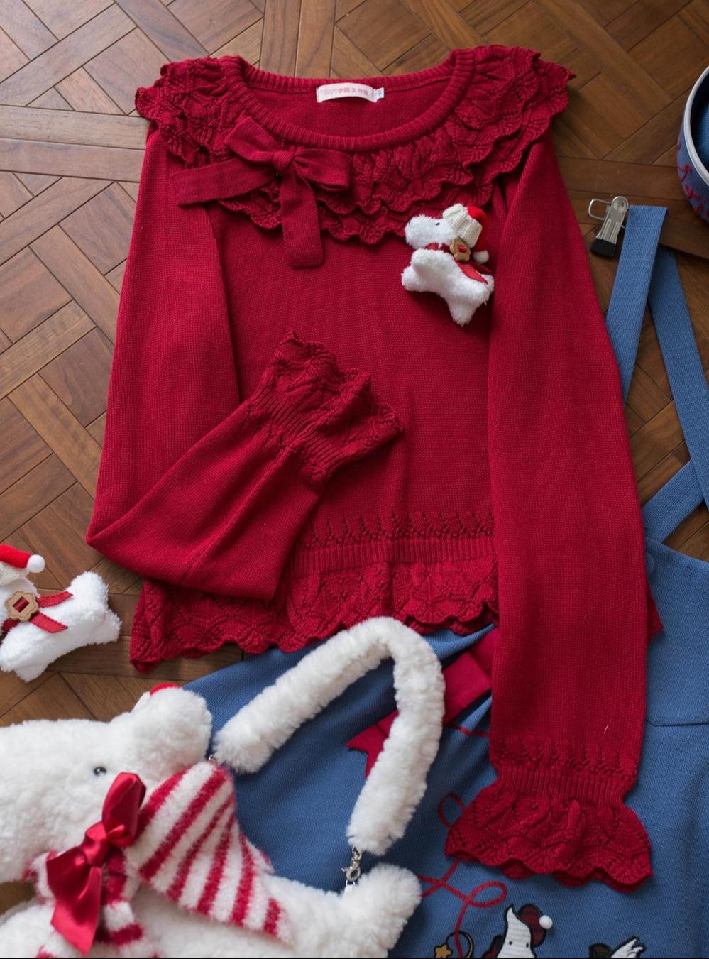 MIST - Nana - Sweet Lolita Sweater, Detachable Bow 44201:798380