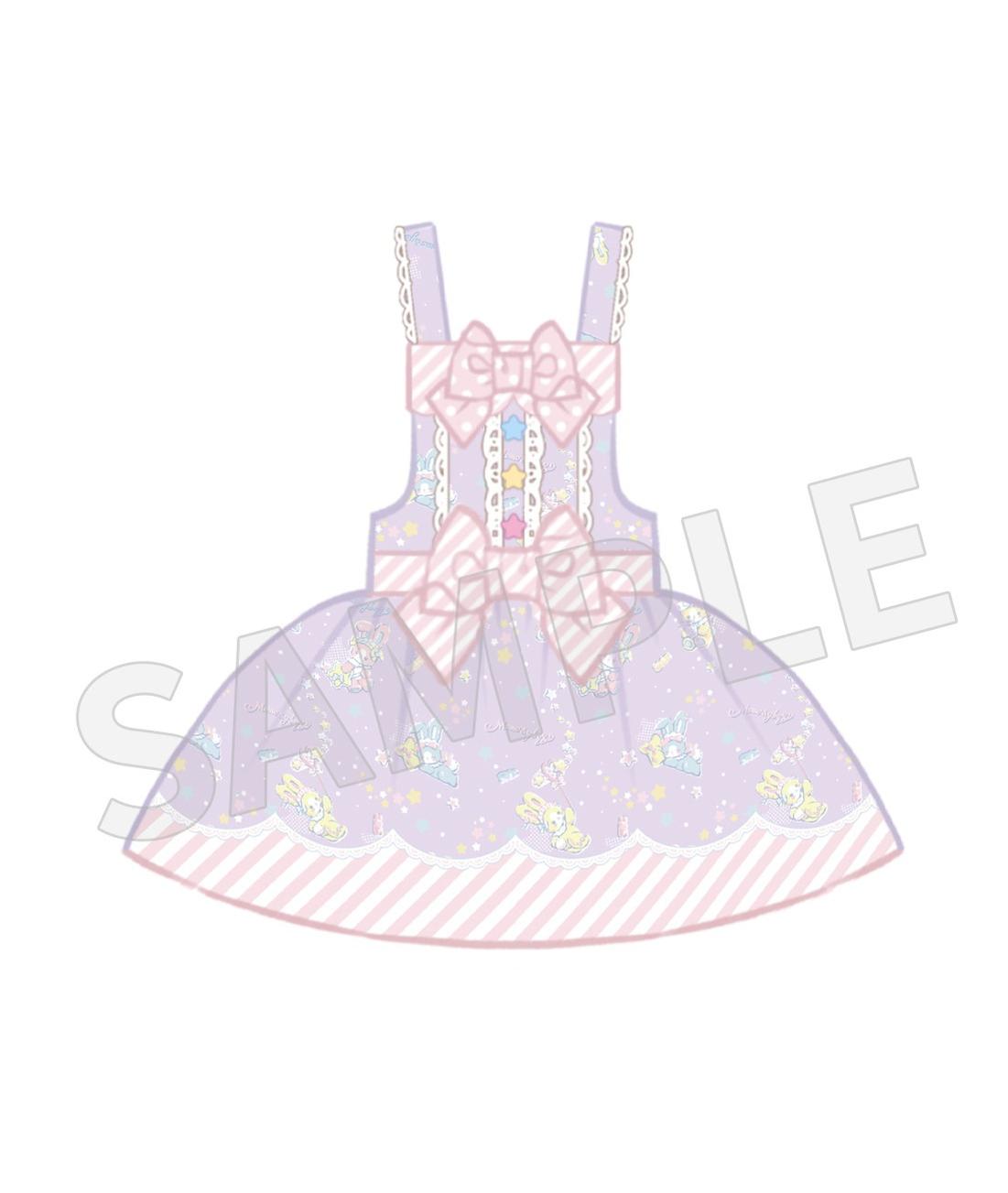 Star Gummies - IP Collaboration Sweet Lolita Dress, Bunny Print & Lace (L M S) 44608:830644
