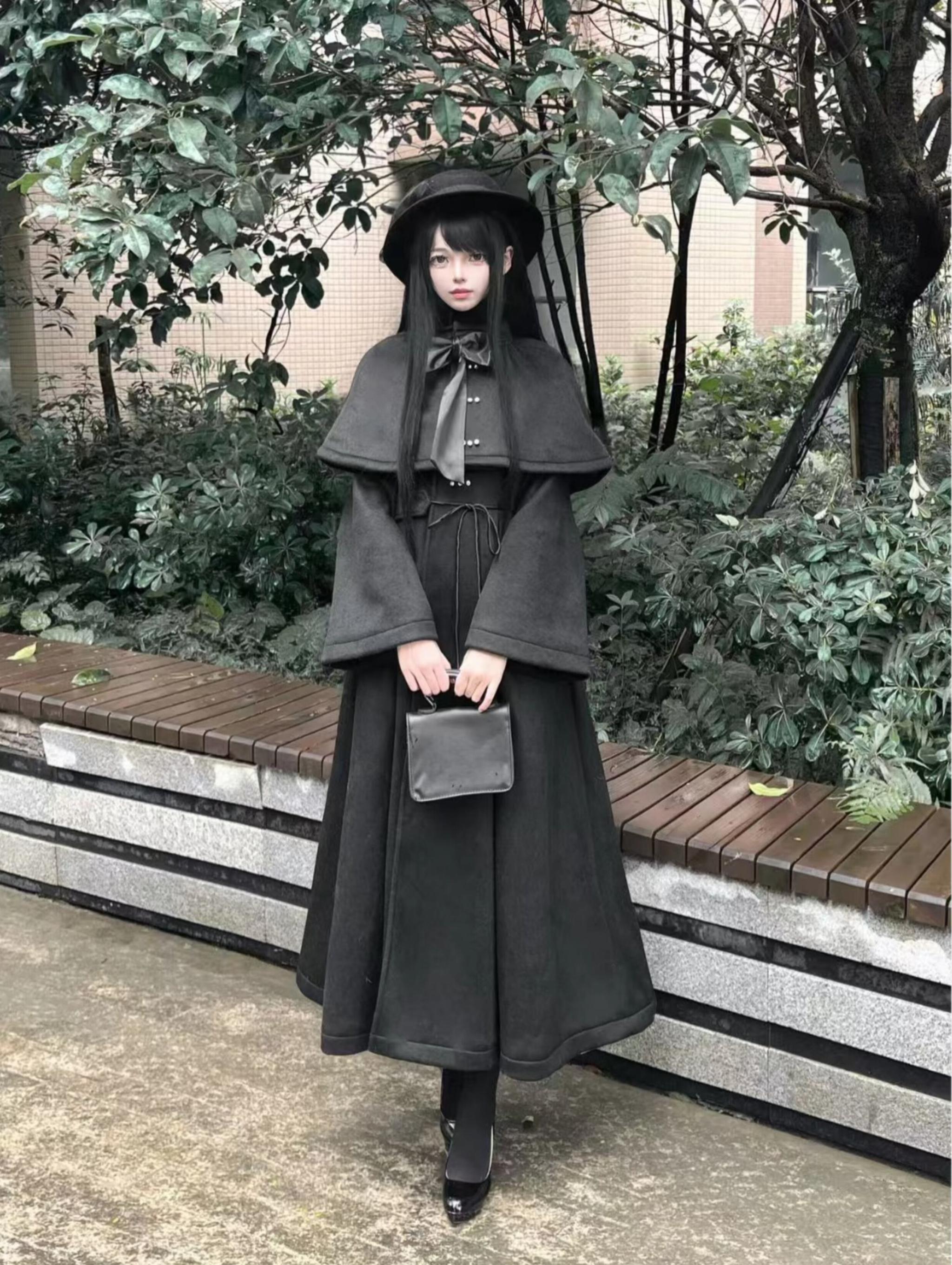 The Original Witch - Silent Hill - Winter Long Gothic Lolita Coat, Detachable Cape 43932:790210