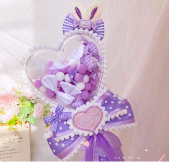 Sweetheart Endless - Sweet Lolita Fairy Wand Handmade Multicolor Heart Shaped purple heart fairy wand