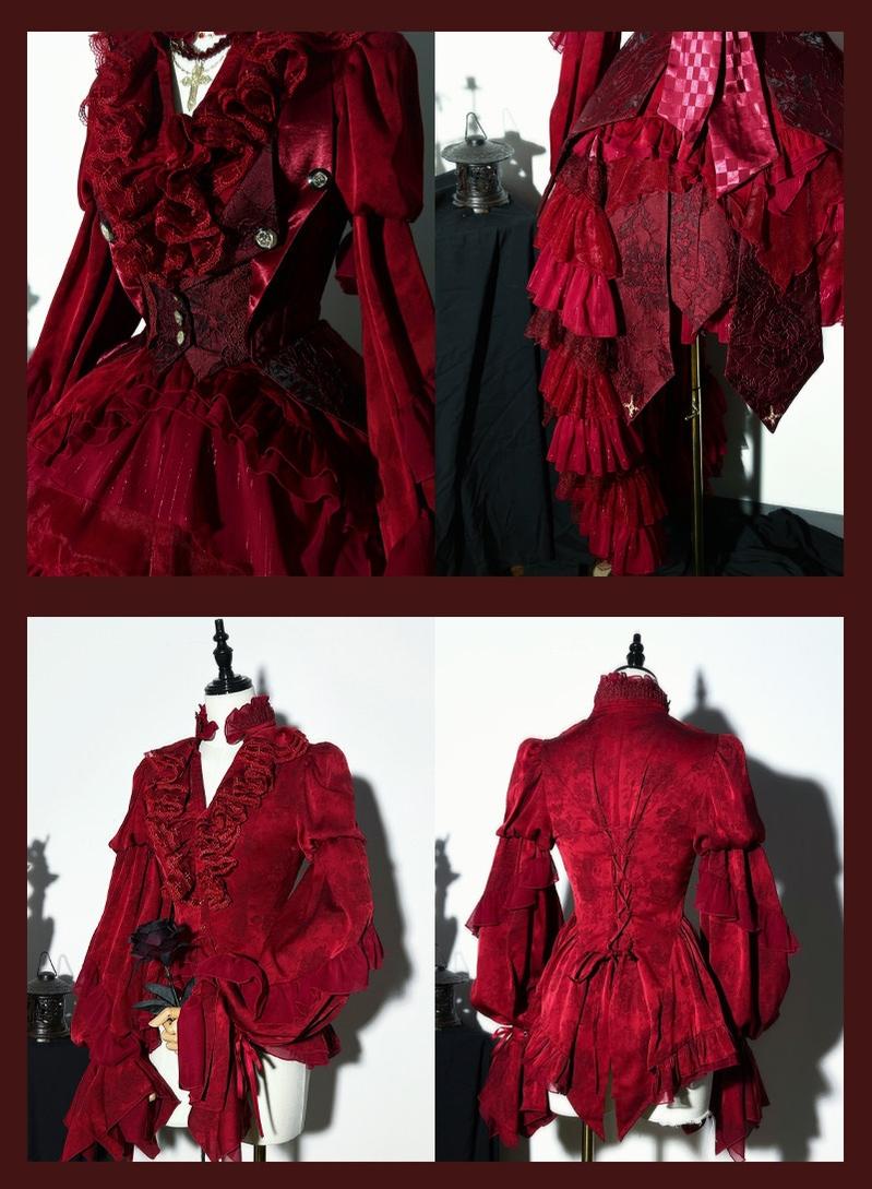 Genesis and Armageddon - Gothic Lolita High-low Hem Shirt, Boning SK