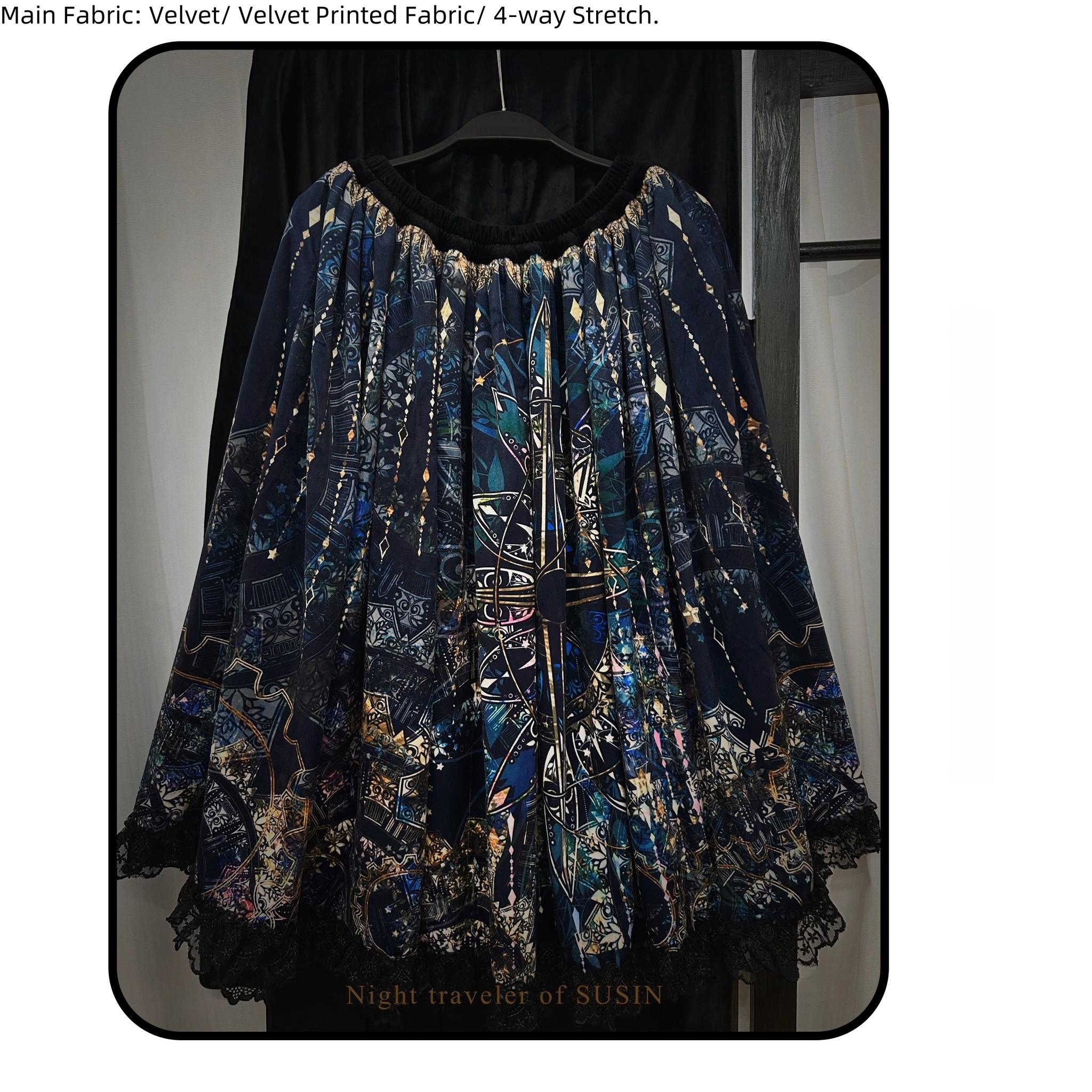 Susin Lolita - Night Traveler - Gothic Lolita Skirt Outfit Long Coat Shirt and Bustier Set 42118:727549