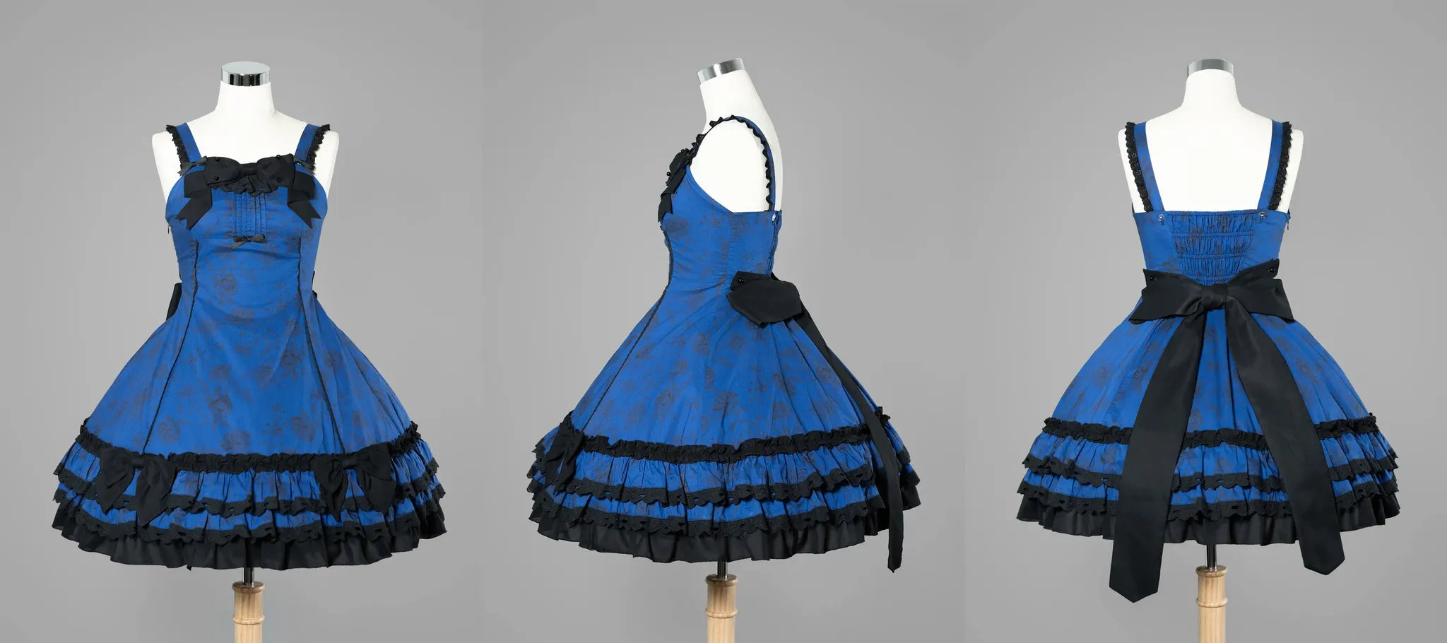 Bliss Bouquet - Cotton Old School Lolita Dress, Rose Print and Layered Hem (L M) 45656:857179
