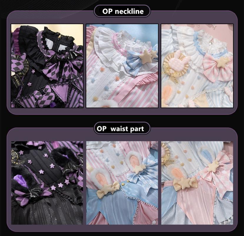 Forest Fluorescent Carps~Ouji Lolita OP Dress Circus Lolita Strip Prince Suit 38690:596650