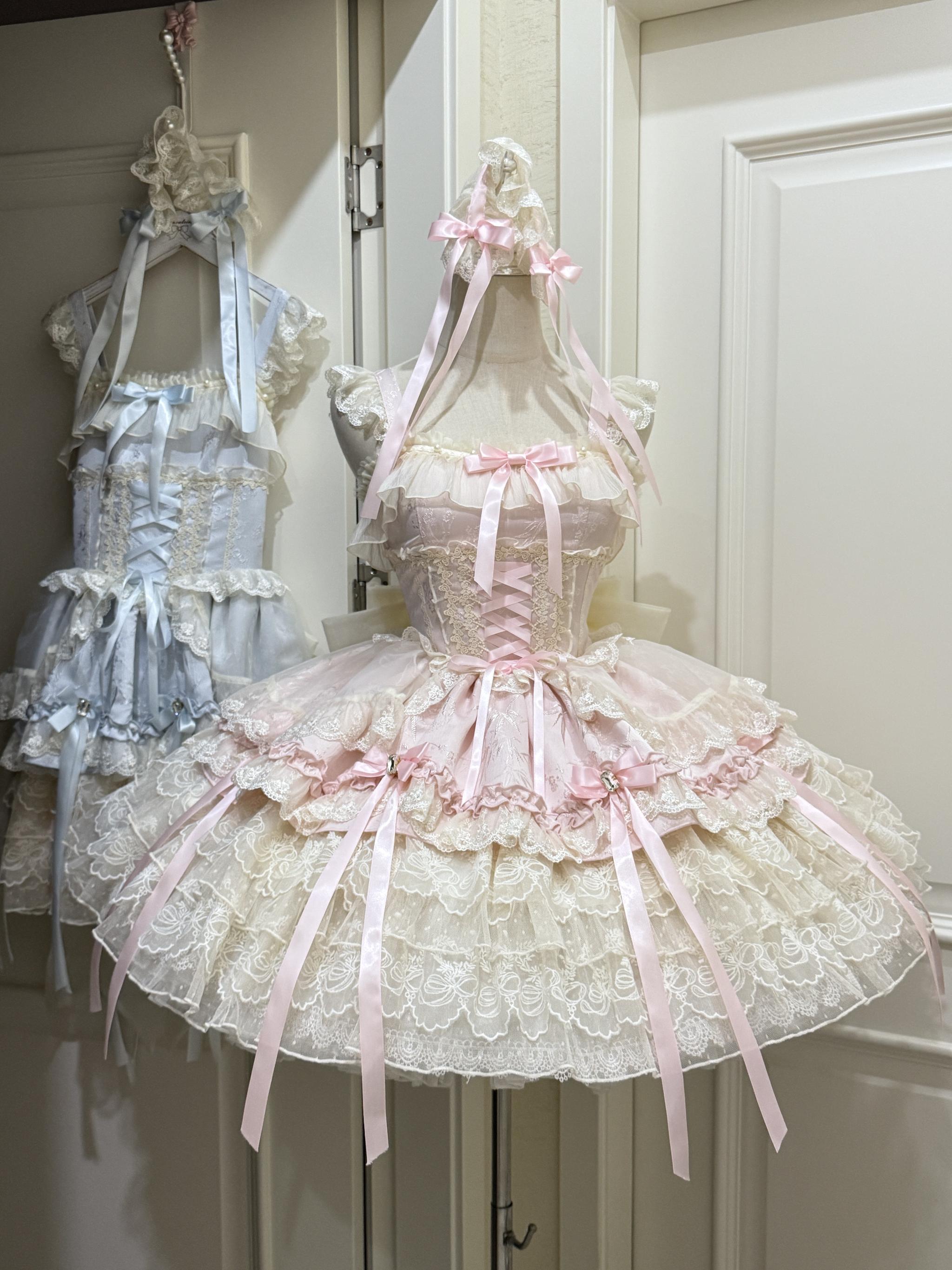 Sugar Girl - Ribbons of Love - Sweet Lolita JSK Dress, Tiered Ruffles 43767:785763