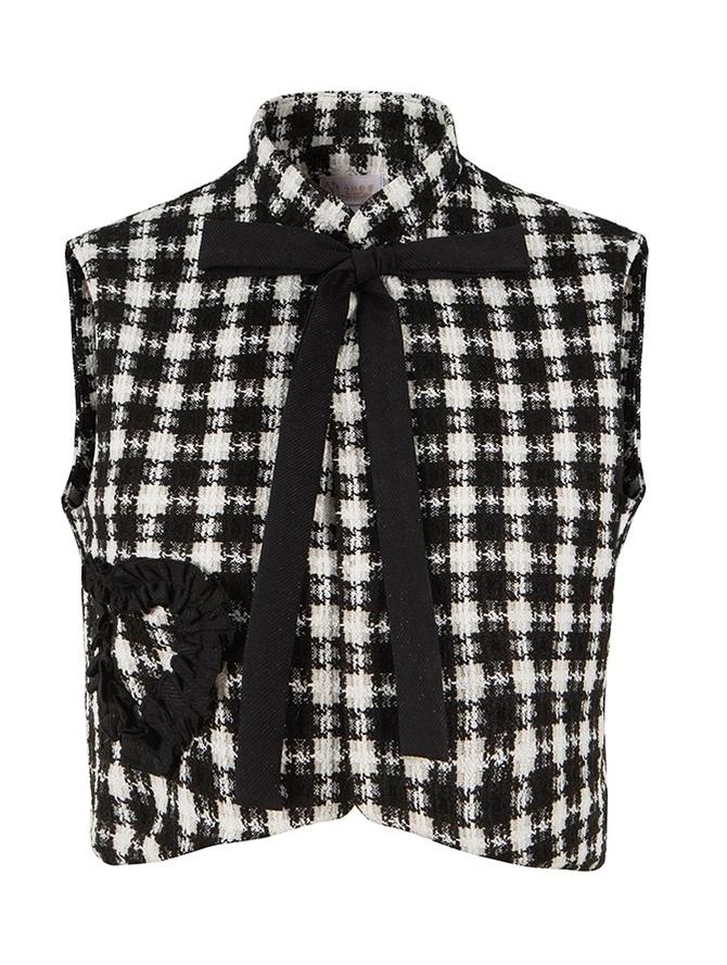 Gilded Age - Vintage Lolita Vest Suit, Oil Painting Style Skirt Coat Black and white vest Only XS