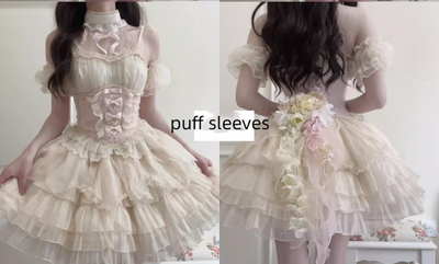 Original Design~Heart Flutter Love~Sweet Lolita Accessoriy Set and Inner Wear Multicolors a pair of bubble sleeves beige 
