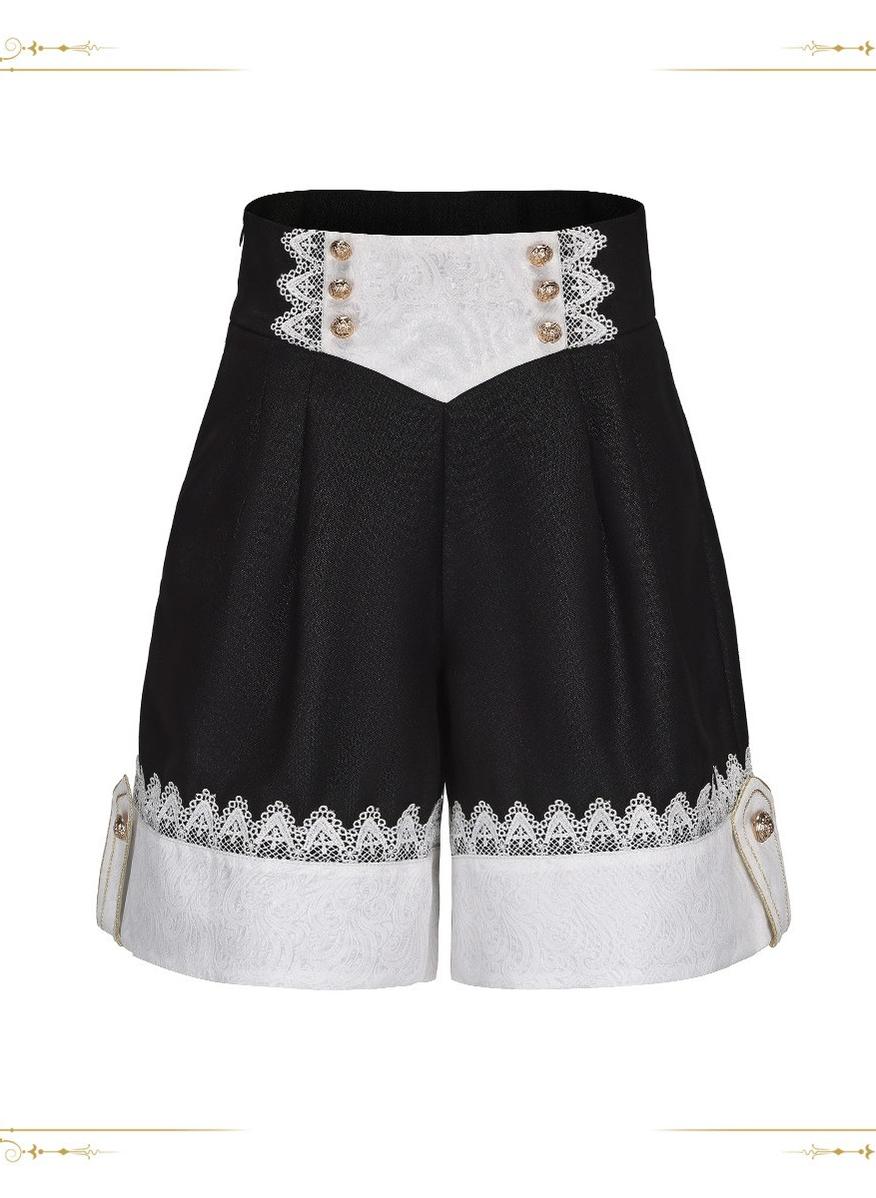 Immortal Fatima's Secret - Ouji Lolita Shorts, Black & Vintage Prince Style (Black / L M S XL) 44981:830919
