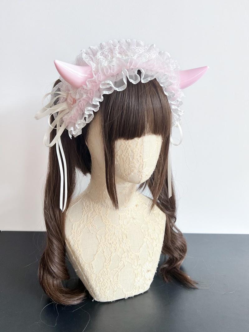 MAID - Gothic Lolita Halloween KC Devil Horn Hairband Customizable Color